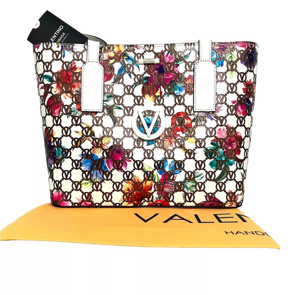 🚫SOLD🚫 Valentino by Mario Valentino Prince Rainbow Flowery Monogram Leather Tote